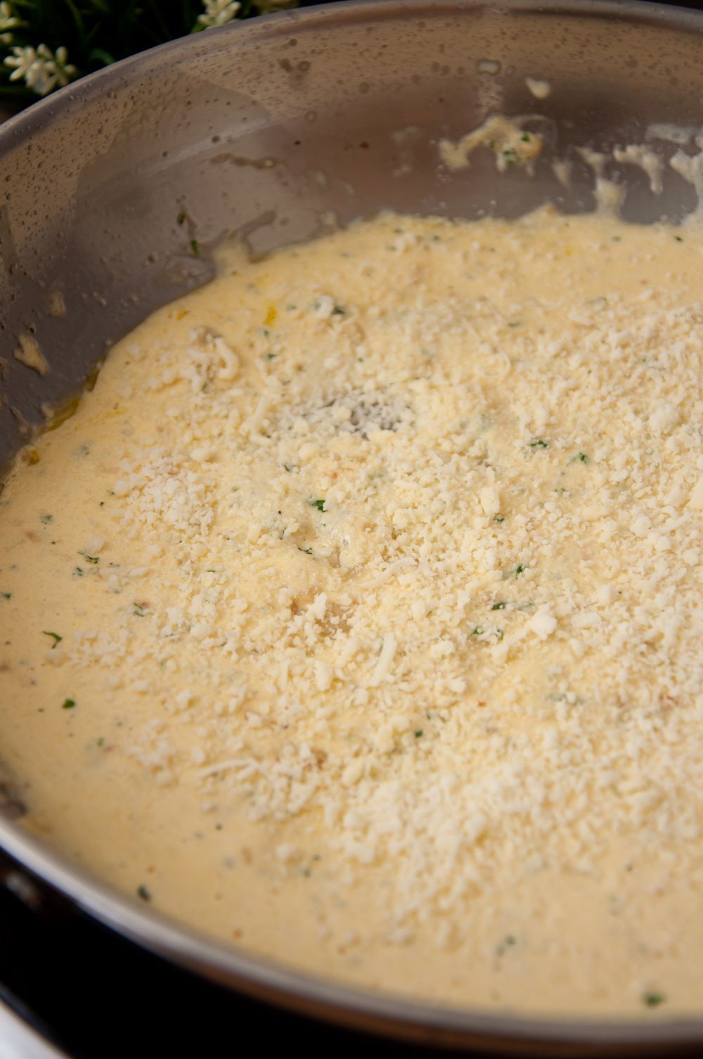 Thick heavy cream and grated parmesan cheese