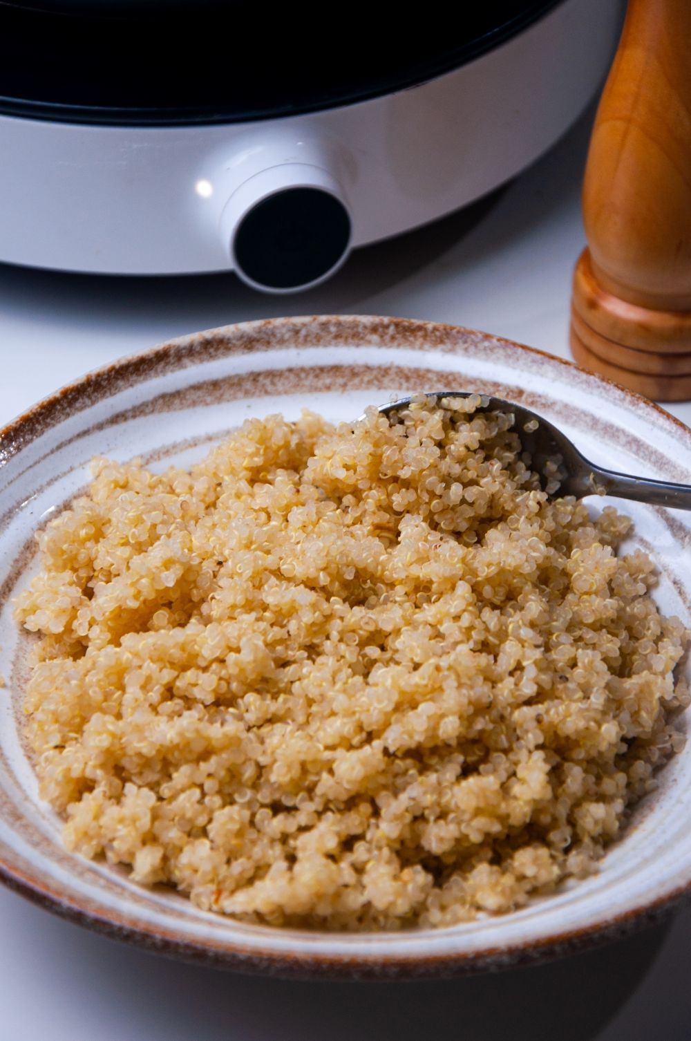 Setting aside the prepared quinoa