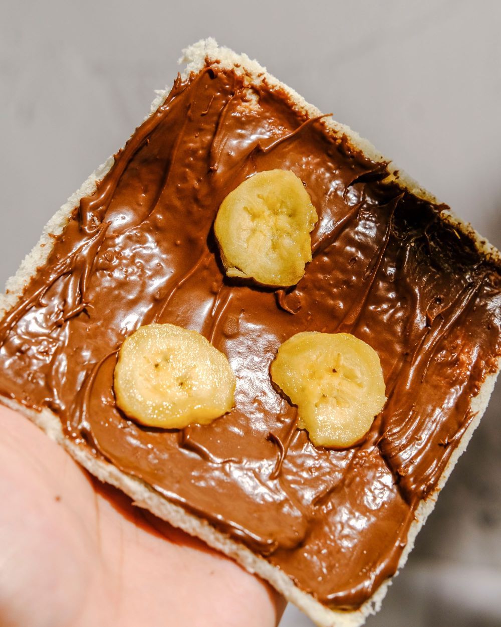 Bread with nutella and banana slices