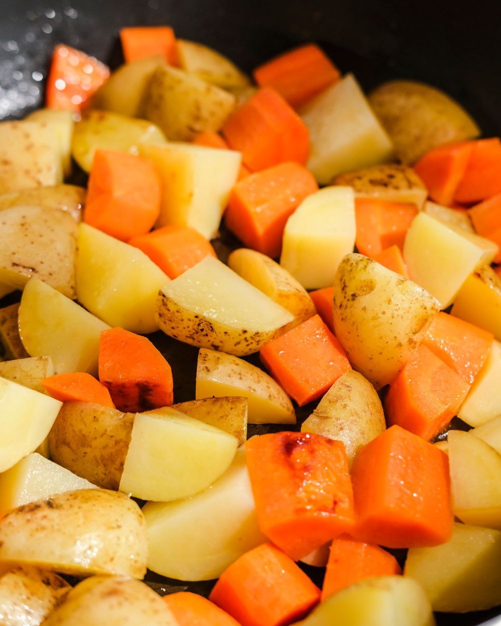 Sauteing Carrots and Potatoes