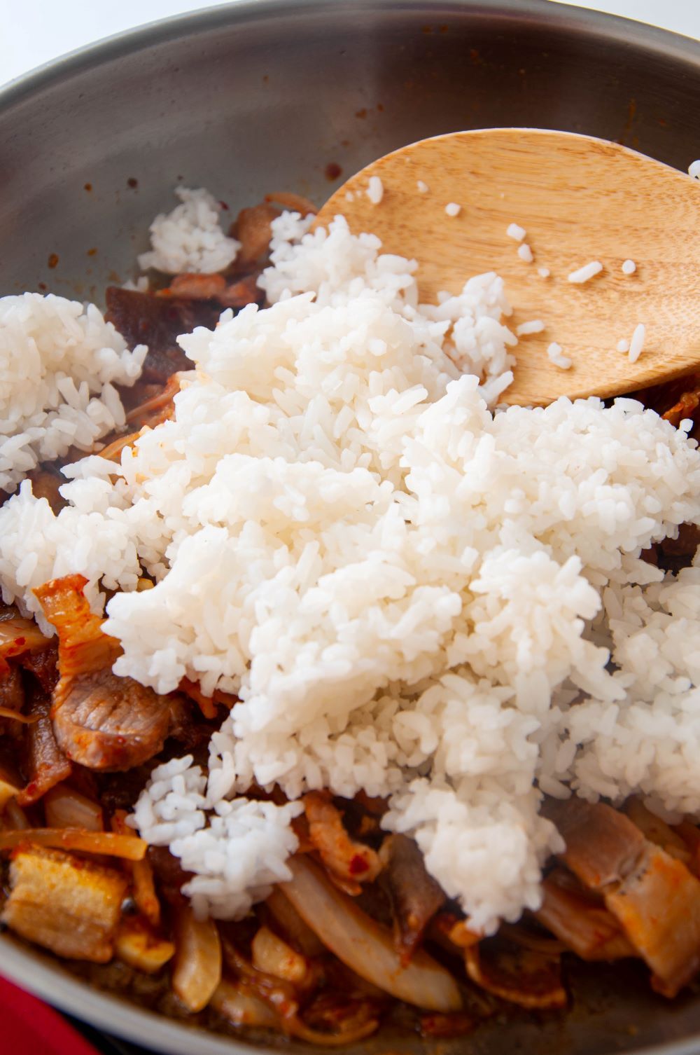Adding white rice 