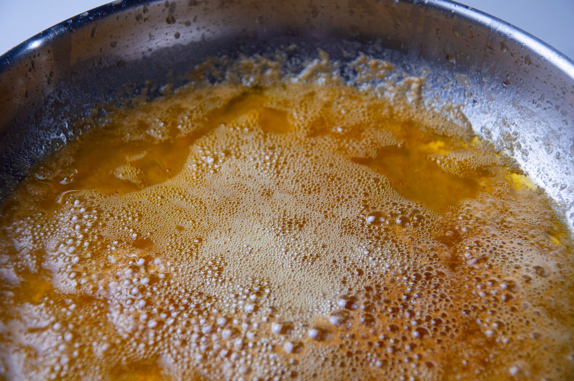 Browning the butter and cooling in the pan before proceeding to mix with sugar and salt