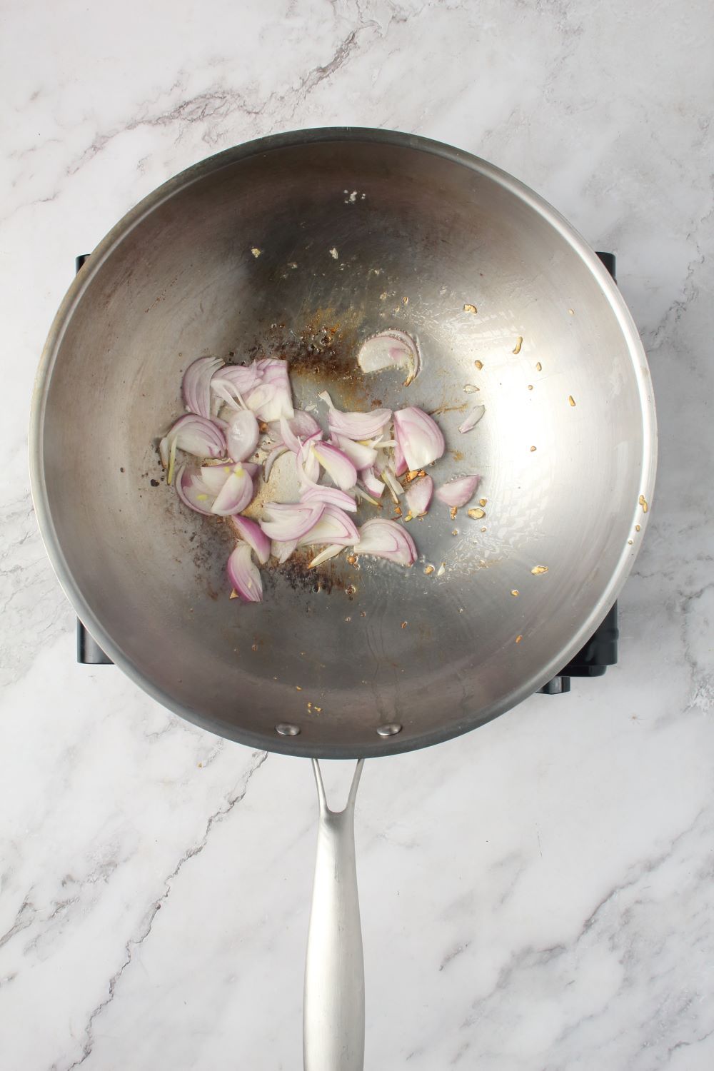 Sauteing red onions