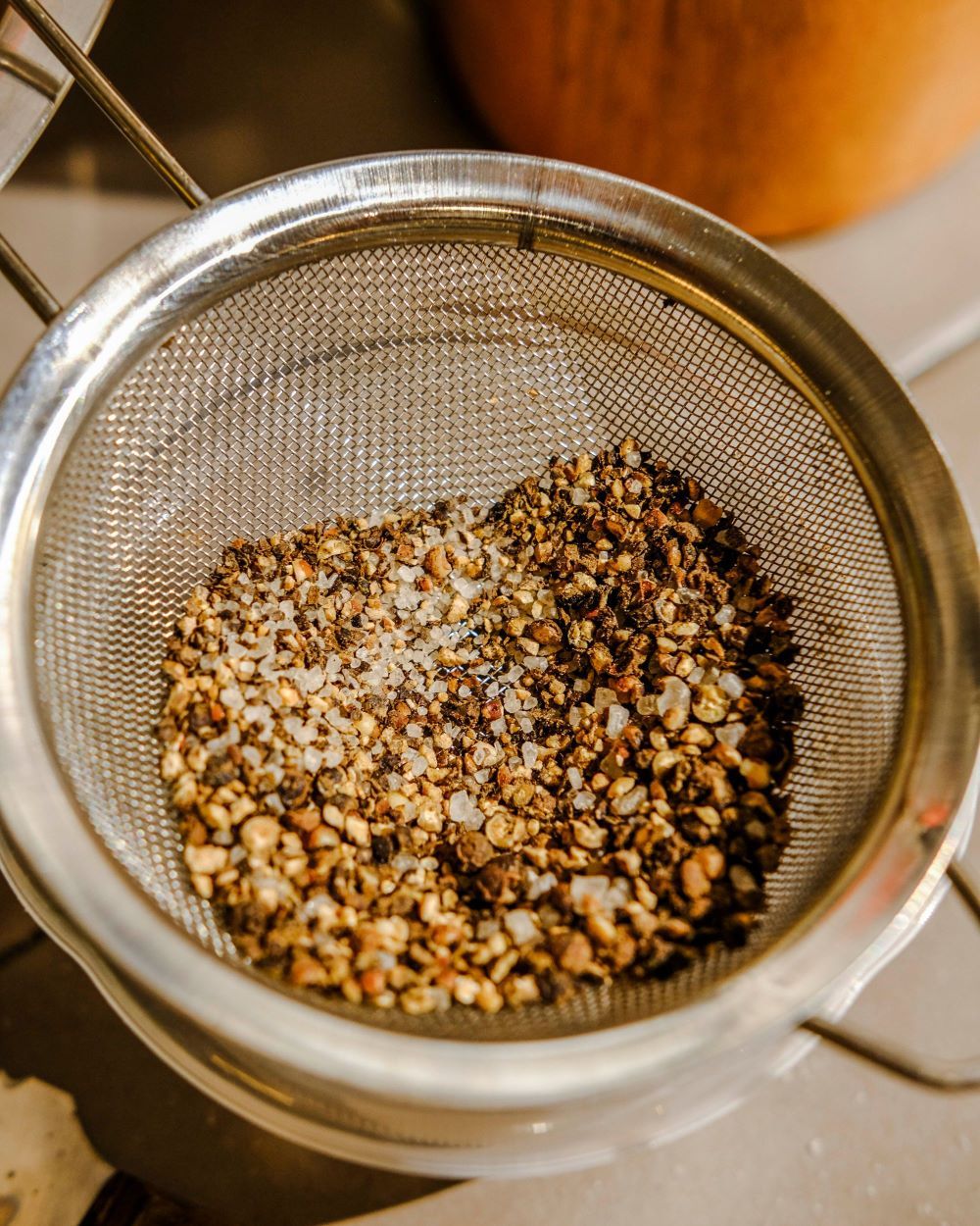 Getting the finer parts using strainer