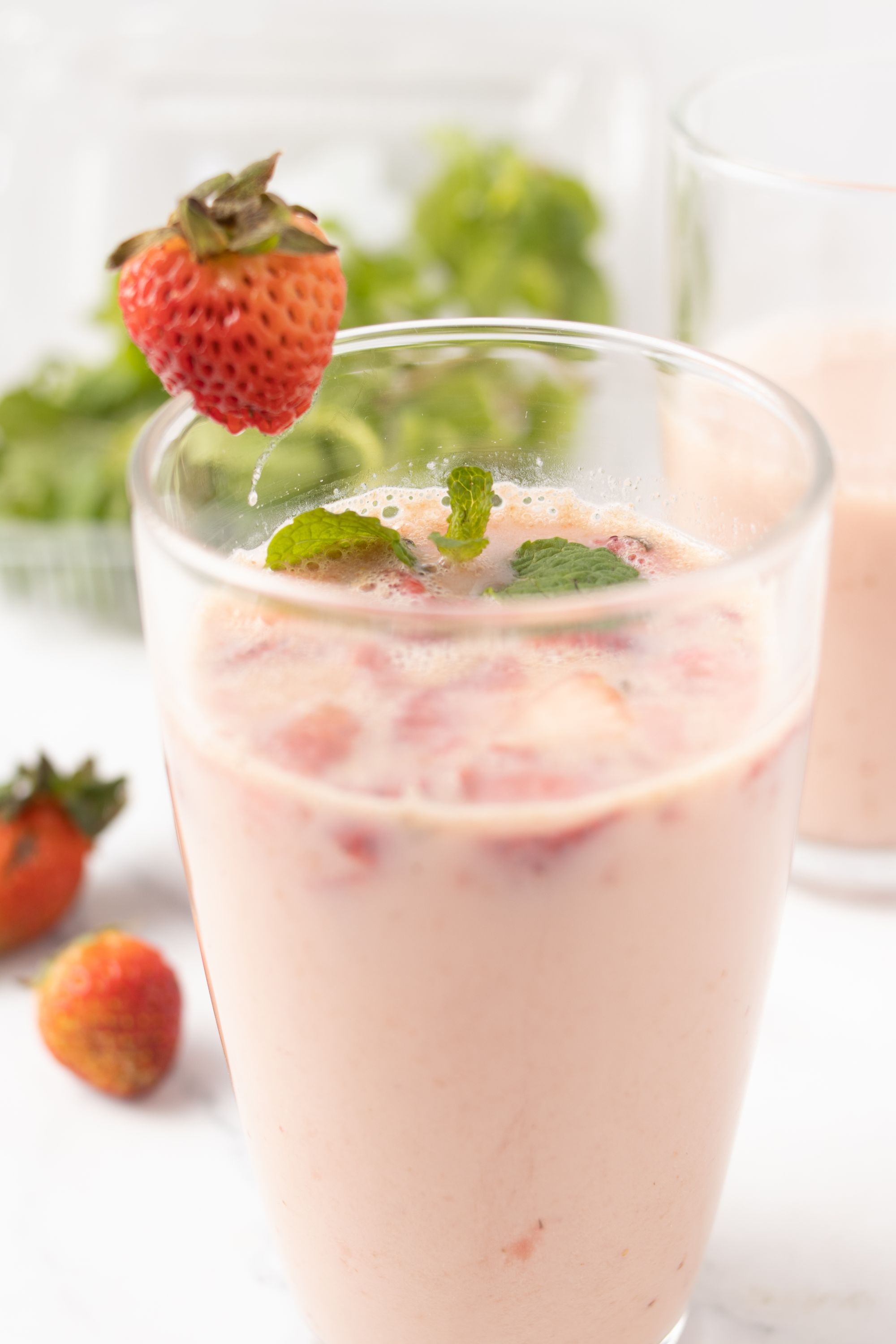 Vegan Strawberry Milk with strawberry side