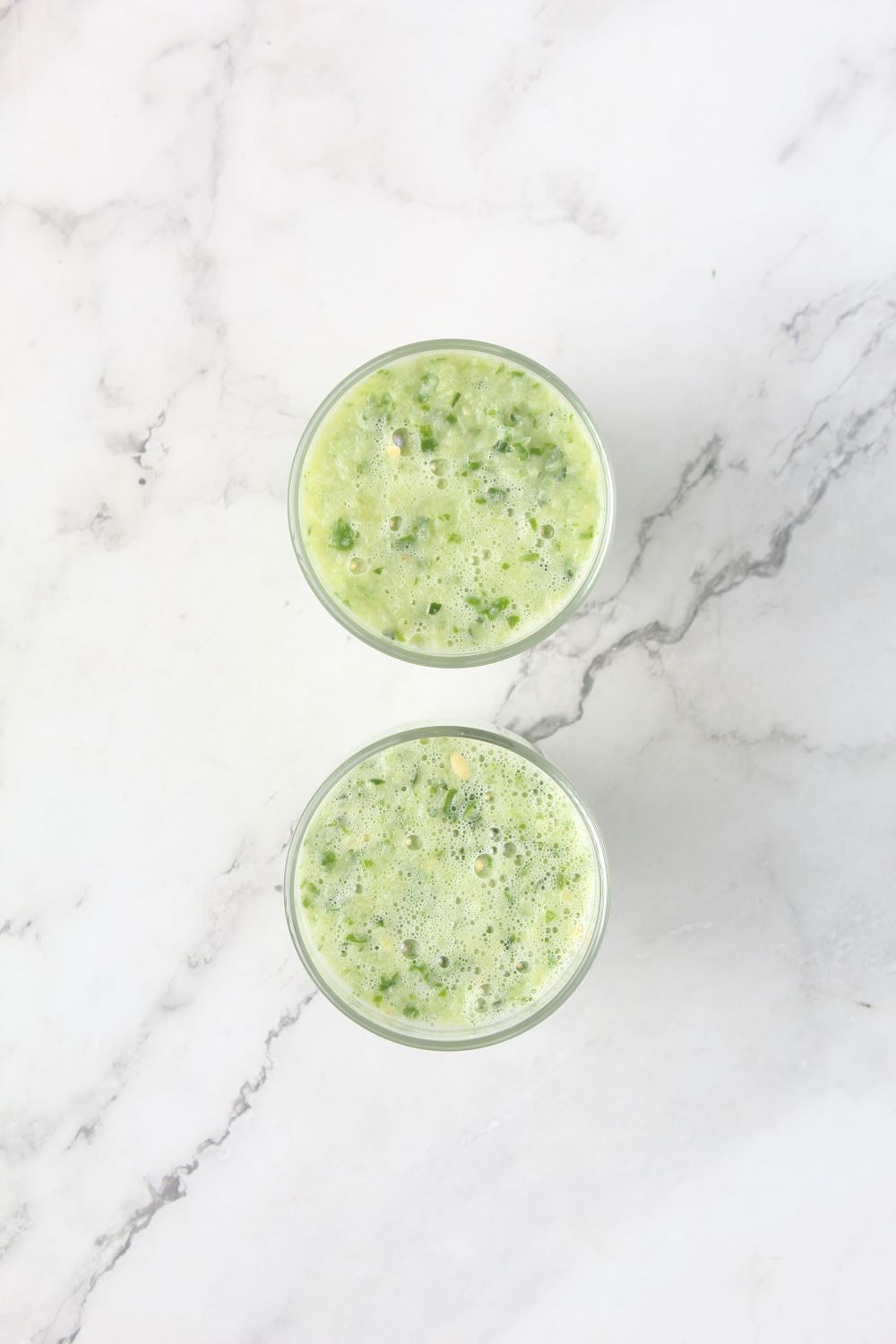 Two servings of Cucumber Pineapple Smoothie