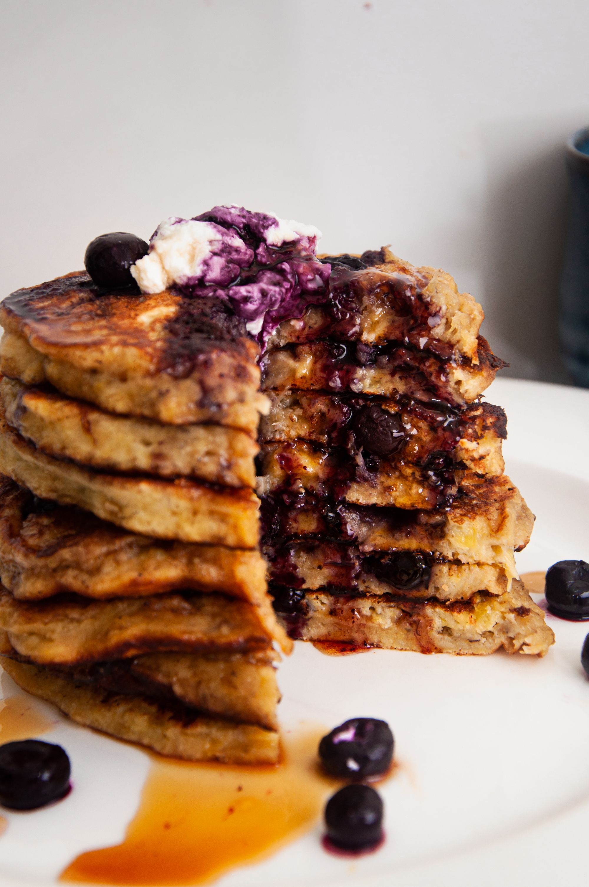 A closer look at Banana and Blueberry Pancakes