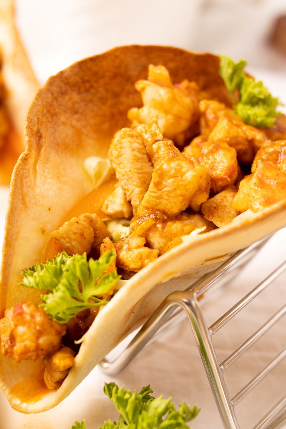 A closer look of Chicken and Shrimp Tacos