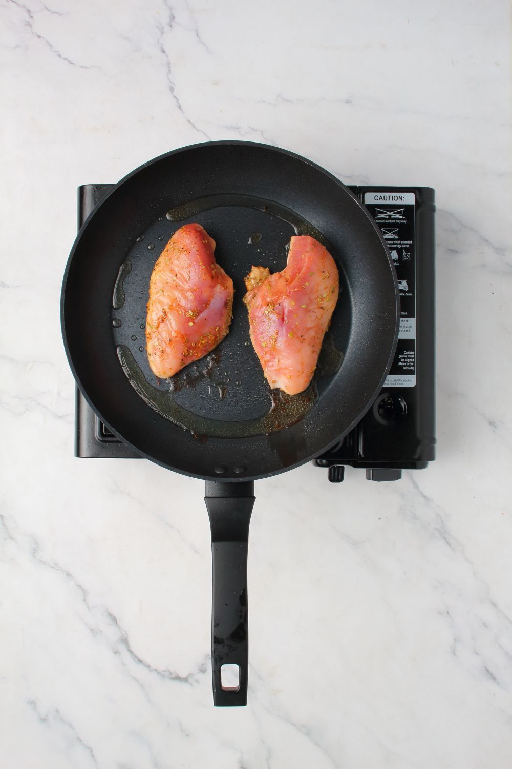 Pan frying the chicken breast