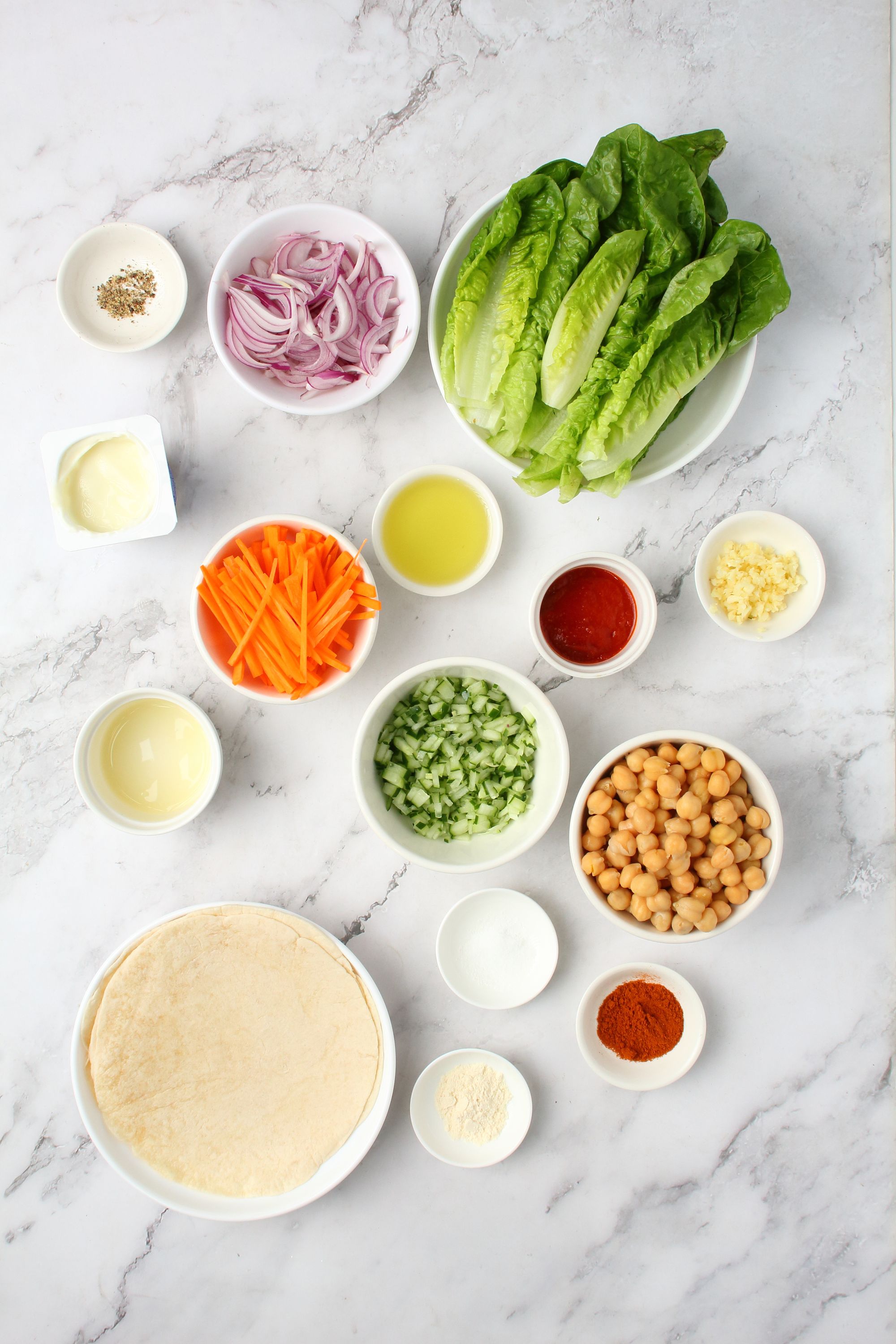 Ingredients of Buffalo Chickpea Wrap