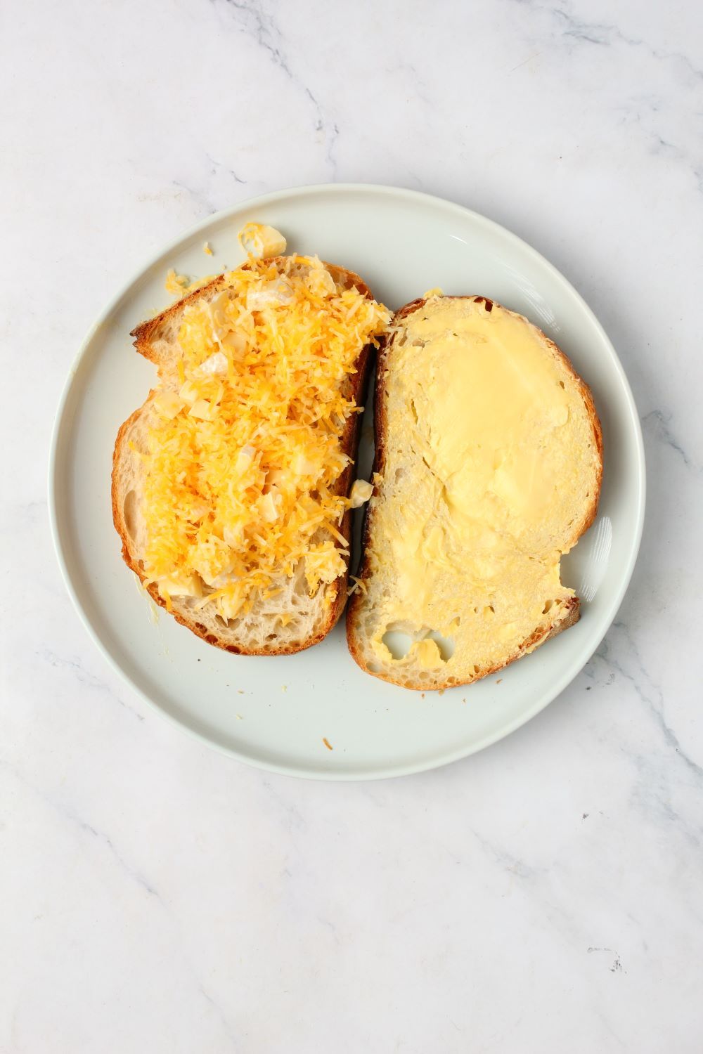 Half the cheese mixture on unbuttered sourdough toast.